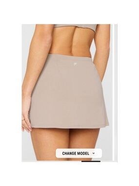 Women's Fabletics PureLuxe Mini Skirt in Khaki, Size M